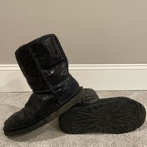 Size 6 black sparkle ugg boots